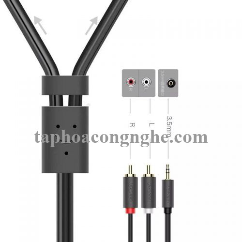 Ugreen 10514 10M màu Đen Cáp âm thanh 2 đầu Bông sen sang 3.5mm dương AV102 30010514